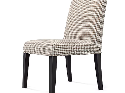 Modern Houndstooth Pattern Dining Chair With Dark Wooden Legs And Upholstered Seat 3d model