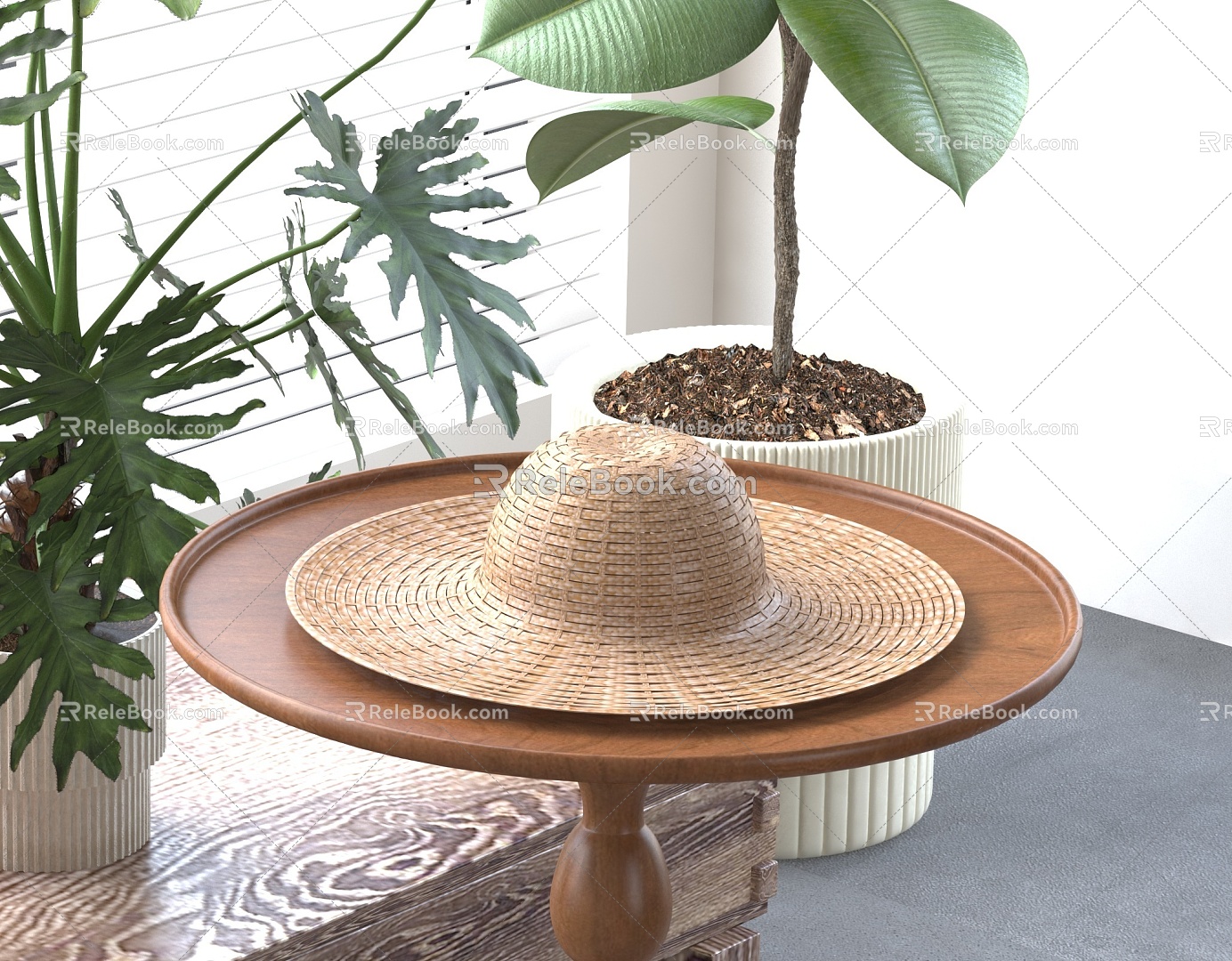 Rattan Hat Straw Hat 3d model