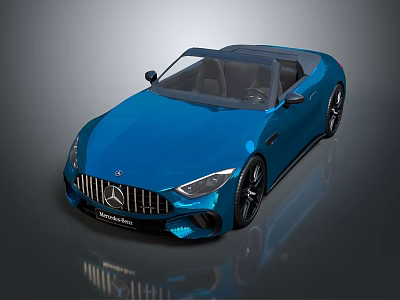 Blue Mercedes AMG Convertible Sports Car With Sleek Design And Modern Style 3d model