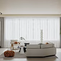 Modern Dining and Living Room Interior With Table Chairs Sofa And Decorative Wall Art
