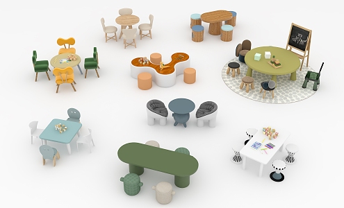 Modern Children's Tables and Chairs 3d model