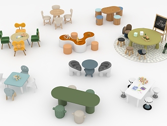 Modern Children's Tables and Chairs 3d model