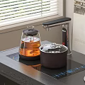 Modern Kitchen Countertop With Induction Cooker Electric Kettle And Pot With Digital