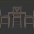 Wooden Rectangular Dining Table Set With Six X Back Chairs And Simple Design