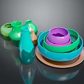 Exquisite Colorful Sculpture Carvings Featuring Stacked Bowls And Ceramic Vases Artwork