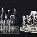 Modern Square And Circular Fountain Design With Multiple Water Jets Arrangement
