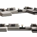 Modern Spacious Sectional Sofa With Comfortable Cushions And Coffee Table 3d model