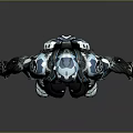 Futuristic Mechanical Armor Character With Blue And Black Full Body Design