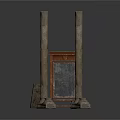 Ancient Building Structure With Stone Pillars Central Frame And Side Stone Slab