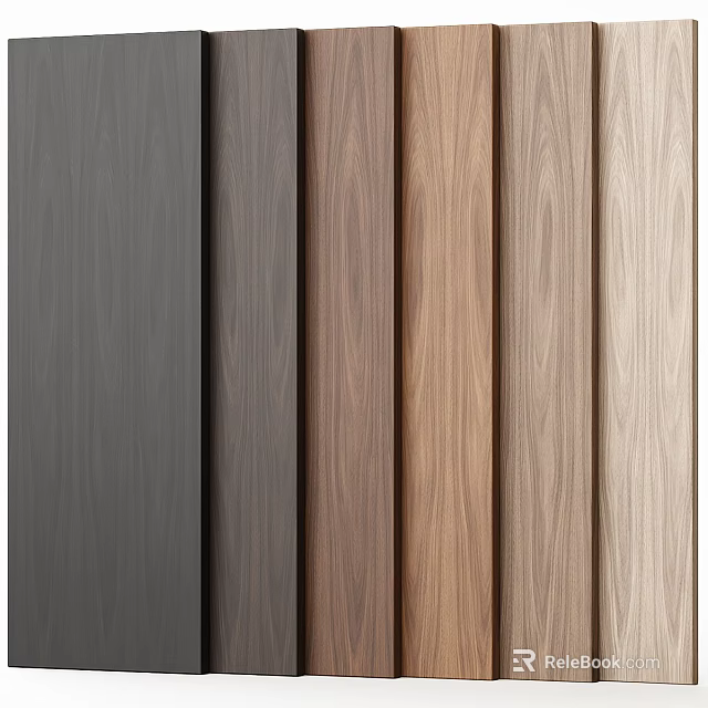 Wooden Panel Components With Different Natural Wood Grain And Color Options 3d model 