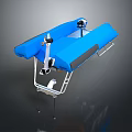 Blue Medical Examination Table With Metal Frame And Adjustable Patient Support Components 3d model