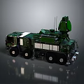 Green Military Armored Tank With Radar Antenna And Heavy Duty Wheels