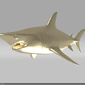 Golden Shark Model with Open Mouth and Shiny Smooth Surface