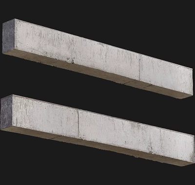 Two Concrete Columns with Horizontal Placement and Textured Surface for Architectural Use 3d model