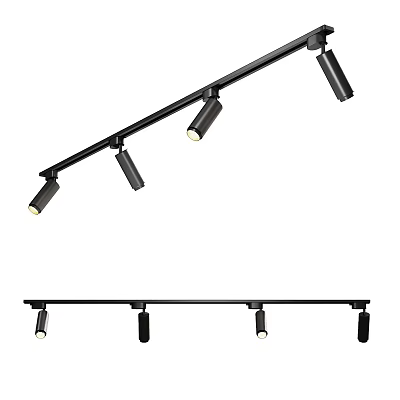 Modern Track Mounted Downlights and Spotlights with Black Finish Adjustable Heads for Home Interior Lighting 3d model