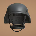 Black Protective Hat with Adjustable Straps and Secure Buckle Design 3d model
