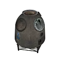 Old Worn Metal Object With Circular Components Holes And Blue Antares Logo 3d model