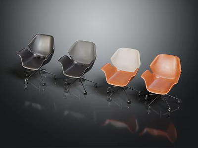 Modern Stylish Comfortable Chairs With Gray White Orange Colors And Metal Legs 3d model