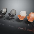Modern Stylish Comfortable Chairs With Gray White Orange Colors And Metal Legs