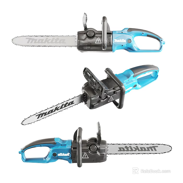 Makita Professional Industrial Chainsaw Power Tool View From Different Angles 3d model 