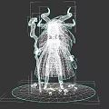 Mystical Horned Character With Skull Mask Red Robe Staff And Mushrooms On Grass