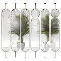 Modern Geometric Room Dividers With Glass Panels Metal Frames And Plant Reflections