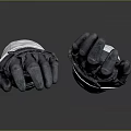 Black Textured Gloves With White Wrist Wrap And Blue Base Design Appearance