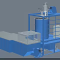Industrial Equipment With Blue Frame Cylindrical Tank Ladder Control Panel And Pipes