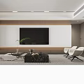 Modern Living Dining Room Interior Design With Sofa Chairs And Decorative Painting