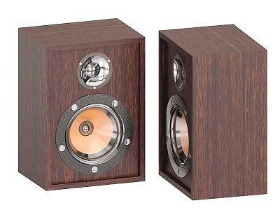 Stylish Wooden Speakers With High Quality Sound For Home Audio System 3d model