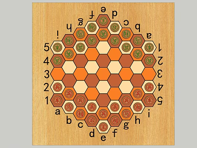 Hexagonal Board Game With Orange Beige Grid And Letters Numbers Markers 3d model
