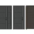 Modern Security Doors With Herringbone Pattern And Brushed Brass Handles In Various Styles 3d model