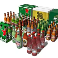 Colorful Beer Bottles and Wine Glasses with Heineken Chang Boxes Collection
