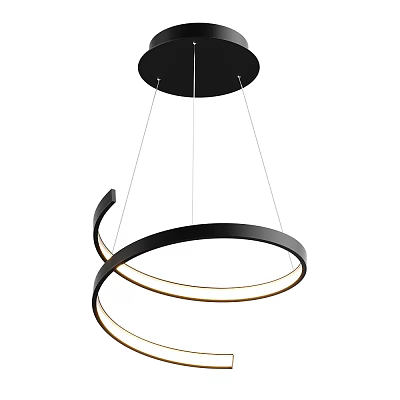 Modern Black Spiral Circular Chandelier With Illuminated Ring Design And Warm Glow Light 3d model