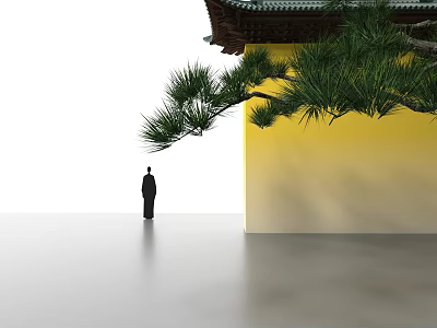 Art installation Meichen Art National Tide Chinese Artistic Conception Pine Wall Chinese Wall Ancient Architecture New Chinese Style Meichen Biennale 3d model