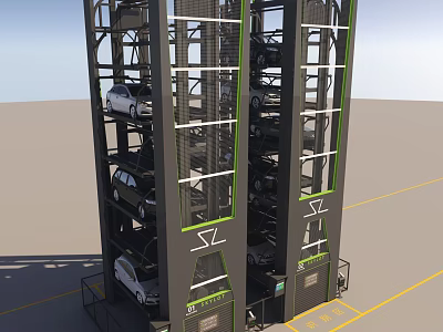 Eco friendly Automated Multilevel Car Parking Structure With Sustainable Green Design 3d model