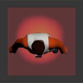 Game Movie Character In Red Jumpsuit White Vest With Glowing Red Base Standing Pose