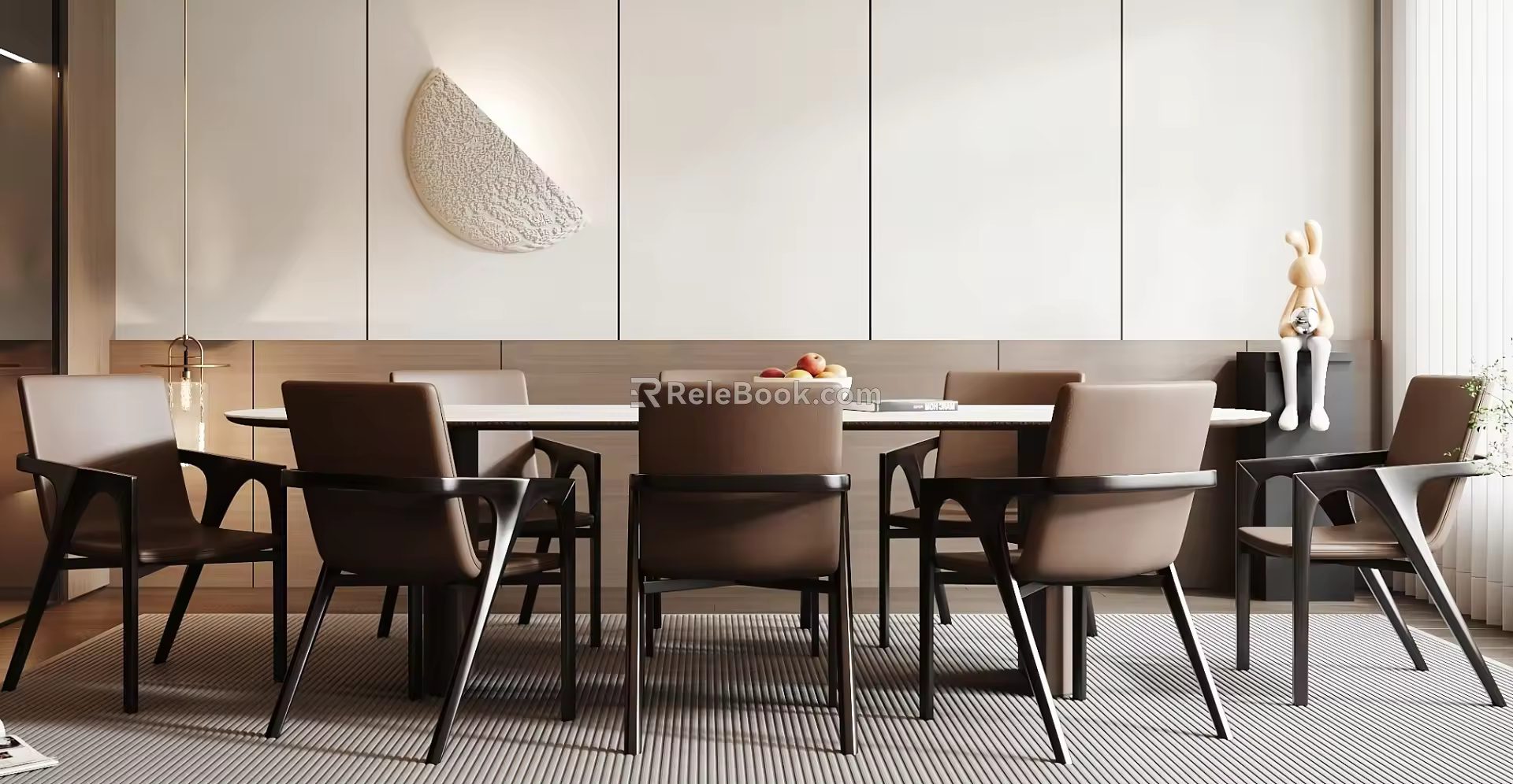 Italian Dining Table and Chair Combination Rectangular Dining Table Dining Chair 3d model