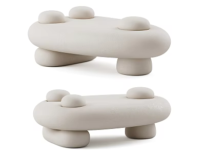 White Modern Coffee Table With Rounded Shapes And Unique Base Design 3d model
