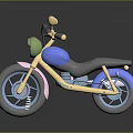 Colorful 3D Toy Motorcycle Model With Blue Body Yellow Handlebars Green Headlight And Pink Accents