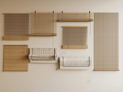 New Chinese-style venetian blinds Bamboo blinds Roller blinds Pull blinds 3d model