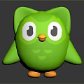 Green Cartoon Owl Toy With Big Eyes Orange Beak And Cute Design