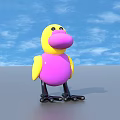 Cute Colorful Bird Toy With Yellow Wings Purple Body And Black Legs