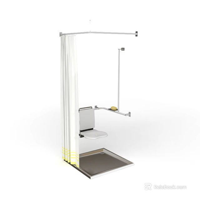 Modern Shower Sauna Design With Glass Curtain Seat And Stainless Steel Floor Base 3d model 