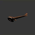 Handcrafted Wooden Sitar Stringed Instrument With Multiple Strings Intricate Carvings And Round Resonant Body