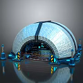 Dome Shaped Technical Equipment With Blue Support Structures And Internal Wiring