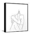 Minimalist Line Art Prints With Human Figure Poses Hanging On Gray Wall