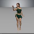 Fantasy Female Character In Green Outfit With Brown Hair And Decorative Boots Displaying Elegant Pose