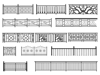 Various Stylish Fence Designs With Decorative Patterns Tree Inspired Motifs And Classic Railings 3d model