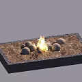 Square Fire Pit With Burning Flame Round Stones Dirt Base And Dark Border